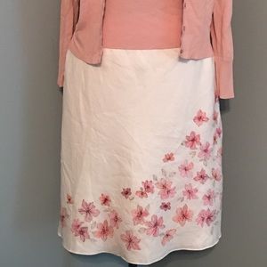 Ann Taylor Embroidered Linen Skirt