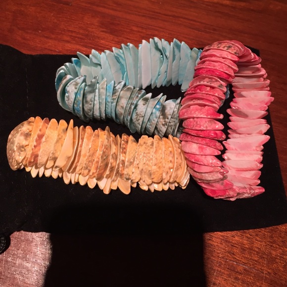 Turquoise/Fuchsia/Peach Seashell Bracelet