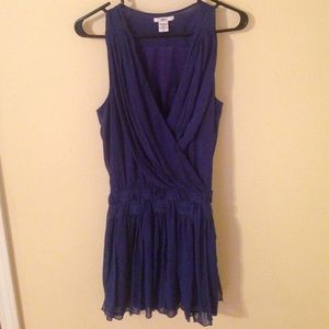 Blue Grecian Draped Party Dress