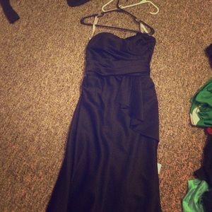 Long black satin gown