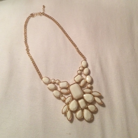 White and gold statement necklace