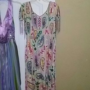 Beaded multicolored prom dress