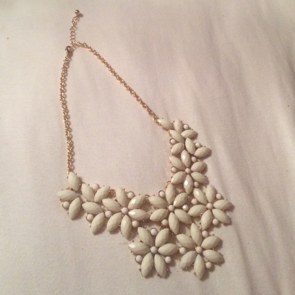 White and gold statement necklace
