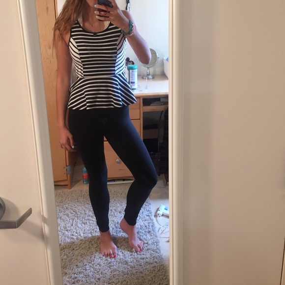 Black and white peplum top