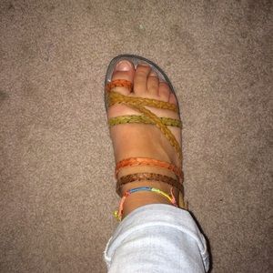 bohemian braided leather sandals with back strap