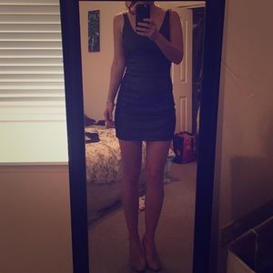 Free people black skinny leather mini dress