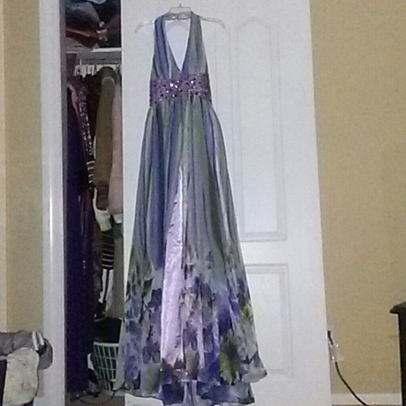 Long elegant halter prom dress