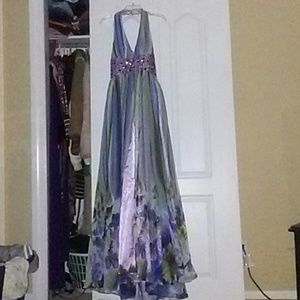 Long elegant halter prom dress