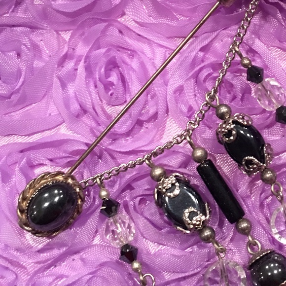Sterling silver dangling beads/ chain stickpin - Picture 3 of 4