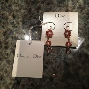 Christian Dior flower rose gold earrings brand new