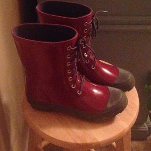 Red rain boots