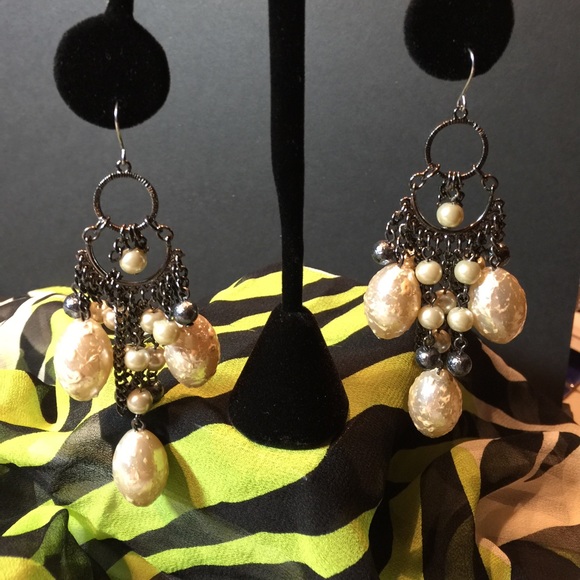 Faux Pearl Chandelier Earrings - Picture 1 of 3