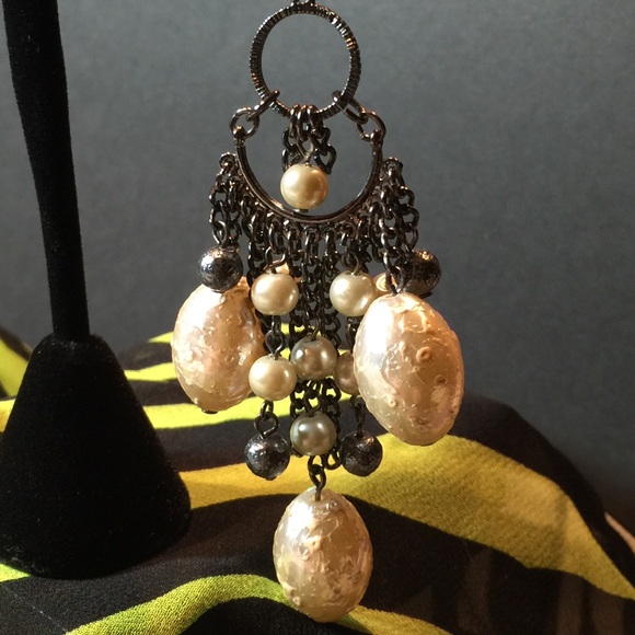 Faux Pearl Chandelier Earrings - Picture 2 of 3