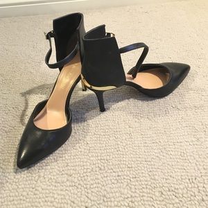 Metal detail leather strappy heels