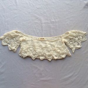 Cotton Candy cream embroidered crop