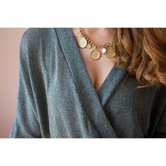 Forest Green Surplice Knit Romper • Last1 - Picture 2 of 2