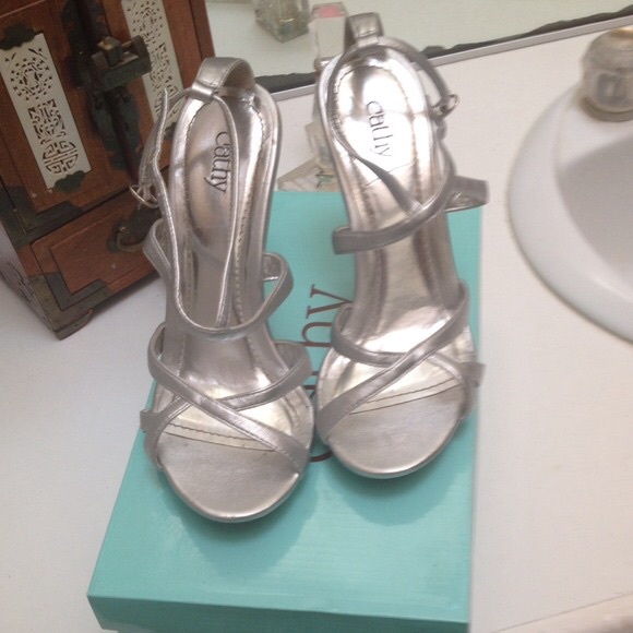 Silver Sparkle Strappy Heels