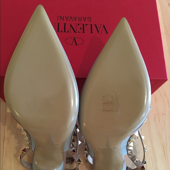 Valentino Leather Slingbacks T.100 in Sky Sorbet - Picture 3 of 4