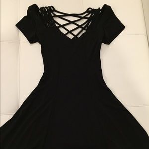 Sexy, strappy black short dress