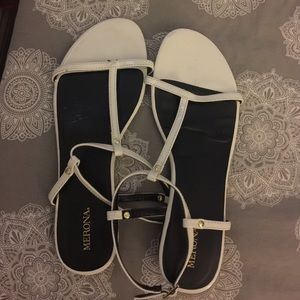 White T-Strap sandals