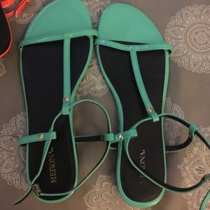T-Strap Tiffany blue sandals