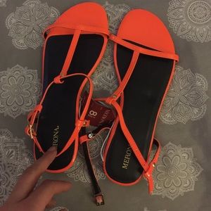 Orange T-Strap sandals