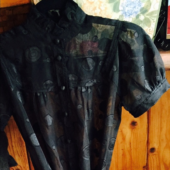 Black see through patterned short dress or top - Picture 2 of 4