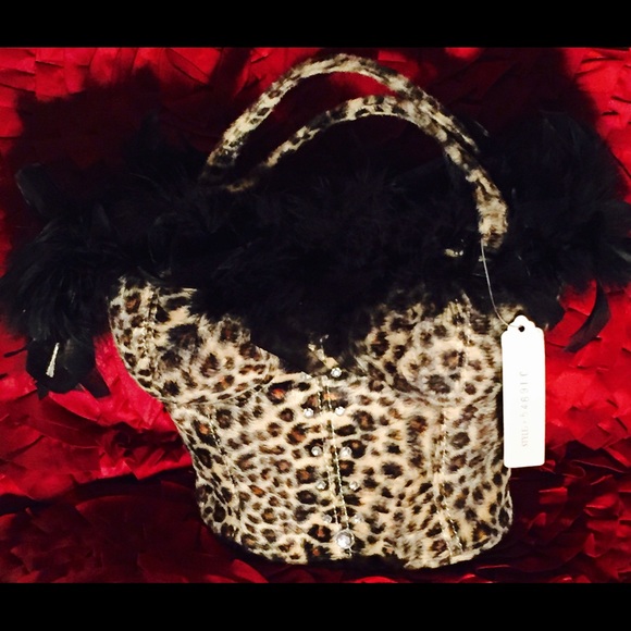 🐾Leapord Print🐾 Feather Top Bustier Crossbody🐾 - Picture 2 of 3