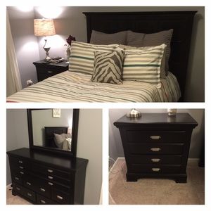 Black full/queen bedroom set.