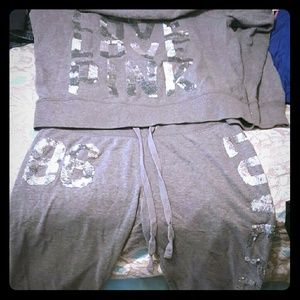 PINK VICTORIA'S SECRET CAPRI SPRING SPARKLY SUIT