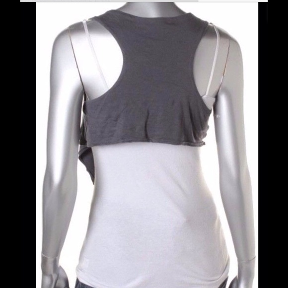 Designer  Gray Lace Trim Racerback Shrug Crop Wrap - Picture 2 of 2