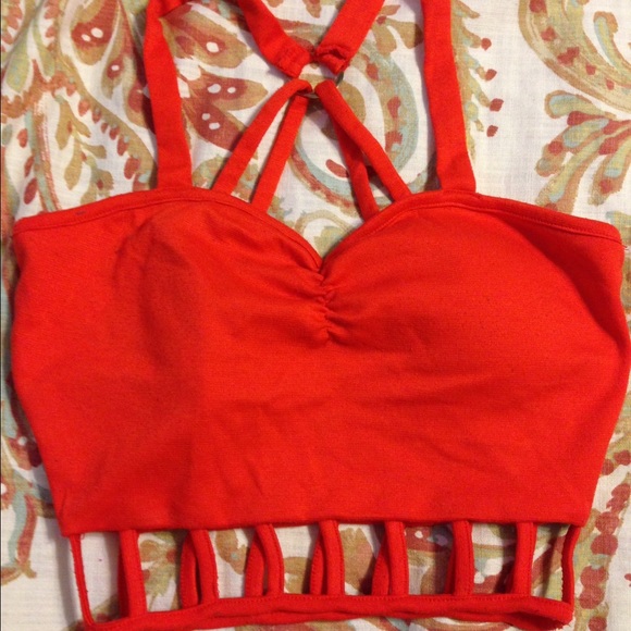 Bright orange strapy racerback crop top