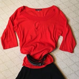 3/4 Sleeve, Soft Cotton, Tear-drop-cutout Top