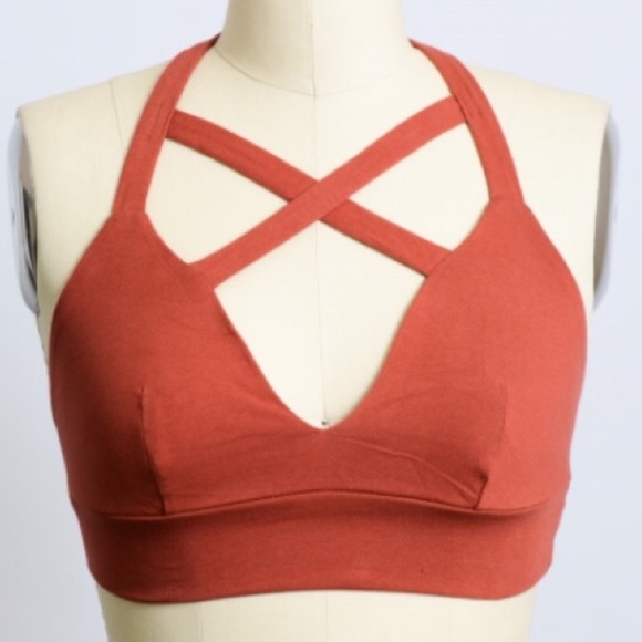 NEW! Front X-Strap Bralette Top - Copper - Picture 2 of 3
