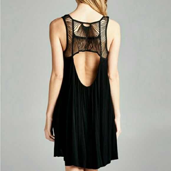 Black open weave dress.  Size small