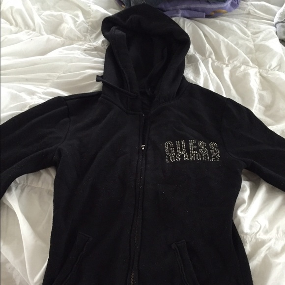 Guess black zip up sweatshirt