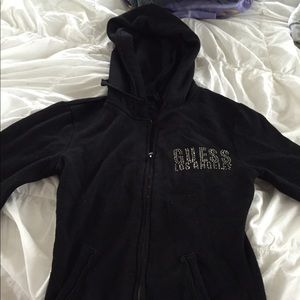 Guess black zip up sweatshirt