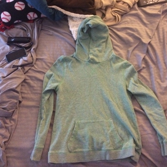 Green hoodie. Very light
