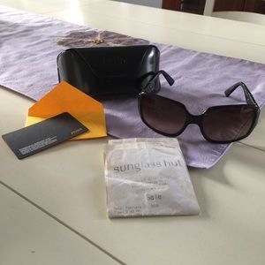 Authentic Fendi Brown Sunglasses w leather  weave