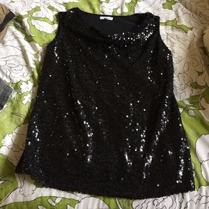 Calvin Klein Black Sequined Sleeveless Top