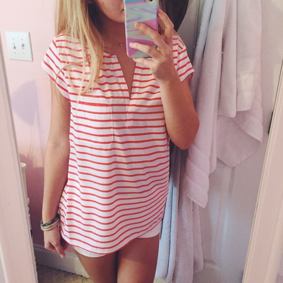 striped v-neck blouse