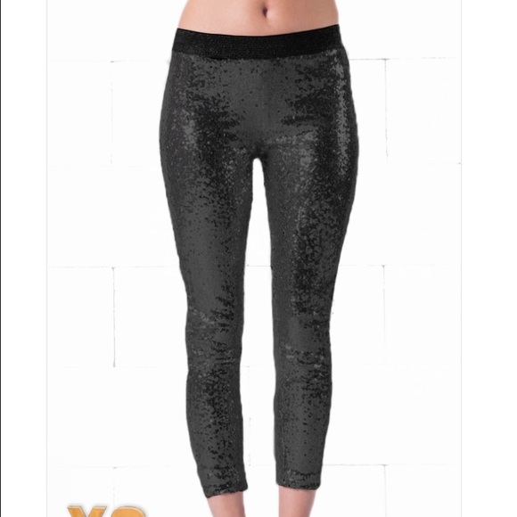 Black Sequin Stretch Leggings