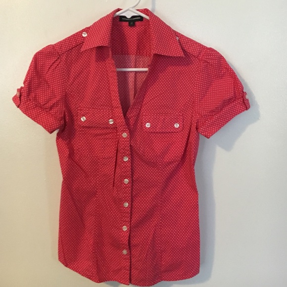 Pink with white polka dots short sleeve shirt