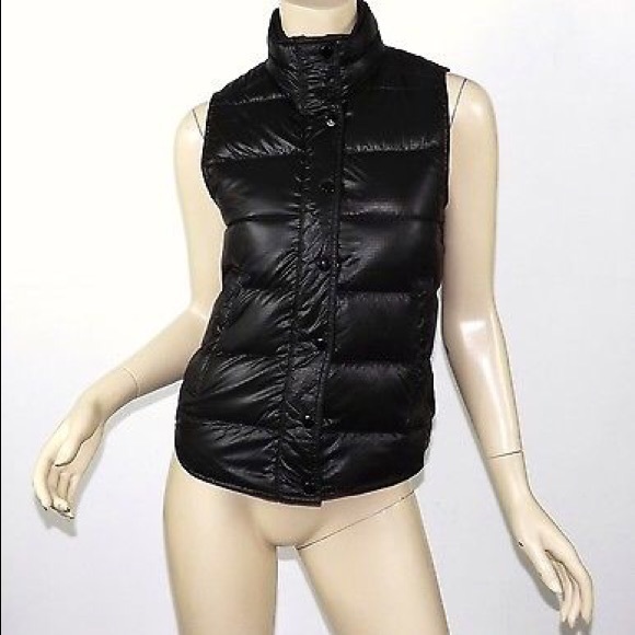 J crew shiny black puffer vest