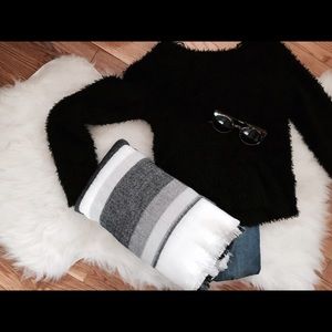 ZARA black and white plaid blanket scarf