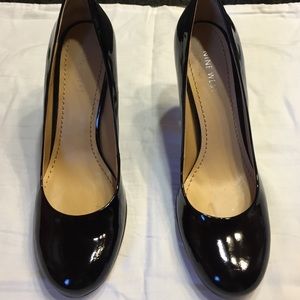 Black patent leather heels