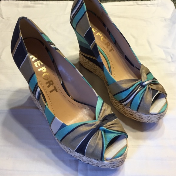 Multi colored platform wedges