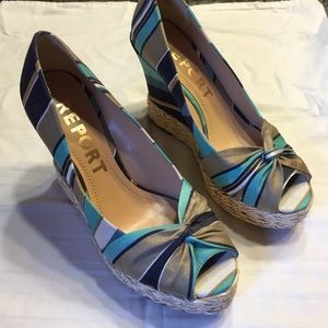 Multi colored platform wedges