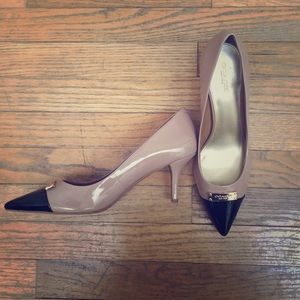 Coach nude and black pointed toe heels!