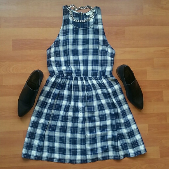 Blue Plaid Skater Dress